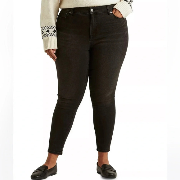 Lauren Ralph Lauren Denim - Lauren Ralph Lauren high-rise skinny ankle super stretch empire black wash jeans